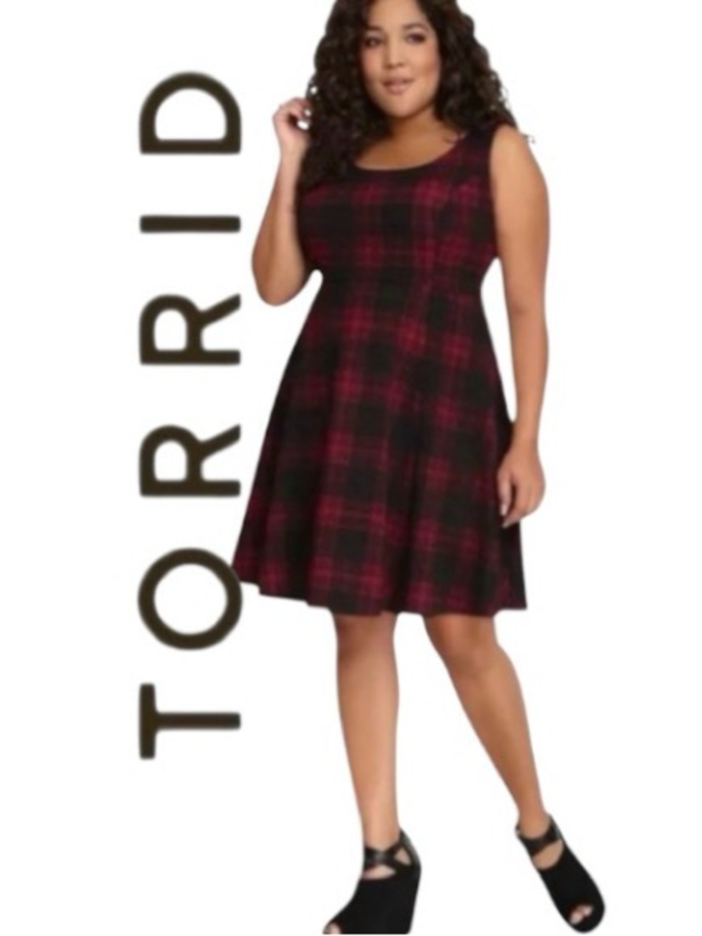3X TORRID Plaid Swingy Skater Dress with Stretch
